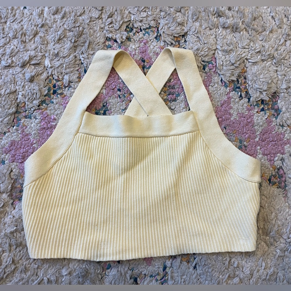 House of Harlow 1960 crop tank butter yellow ribbed knit size medium